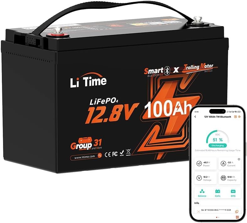 Amazon | LiTime 12V 100Ah TM Bluetooth リン酸鉄リチウムイオン